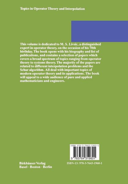 Produktbild: Topics in Operator Theory and Interpolation