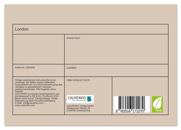Produktbild: London (Tischkalender 2026 DIN A5 quer), CALVENDO Monatskalender