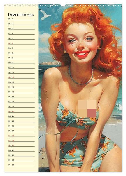 Produktbild: Pin-up-Girls. Sexappeal am Strand (hochwertiger Premium Wandkalender 2026 DIN A2 hoch), Kunstdruck in Hochglanz