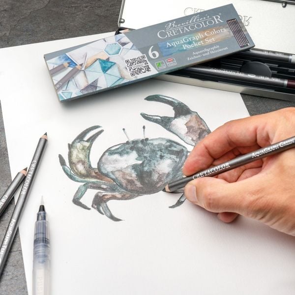 Produktbild: Cretacolor K&uuml;nstlerstifte Aquarellgraphit Pocket Set, 6er Metalletui