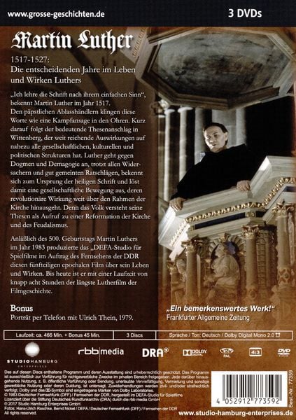 Produktbild: Martin Luther - Grosse Geschichten (DDR TV-Archiv) [3 DVDs]