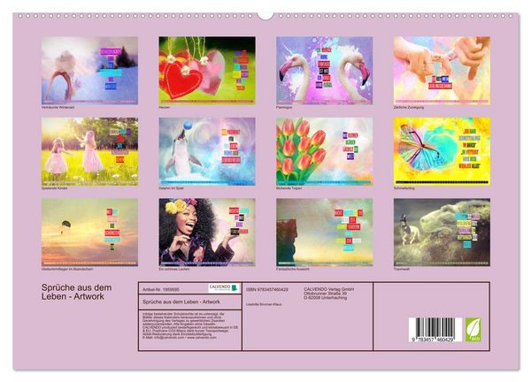 Produktbild: Spr&uuml;che aus dem Leben - Artwork (hochwertiger Premium Wandkalender 2026 DIN A2 quer), Kunstdruck in Hochglanz