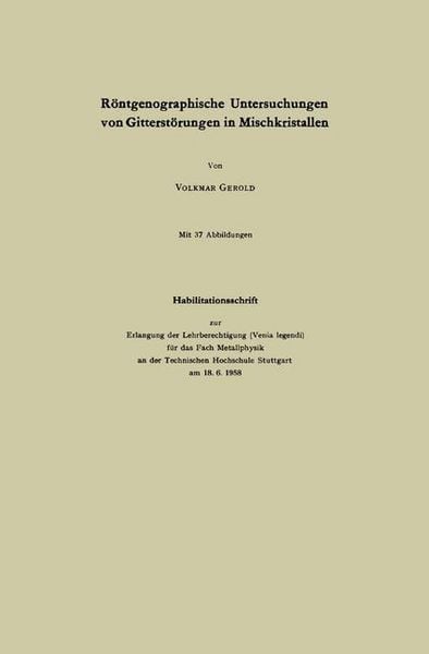 Produktbild: R&ouml;ntgenographische Untersuchungen von Gitterst&ouml;rungen in Mischkristallen