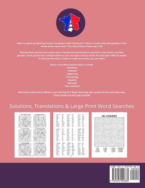 Produktbild: Learn French With Word Search Puzzles - 68 Mots M&ecirc;l&eacute;s