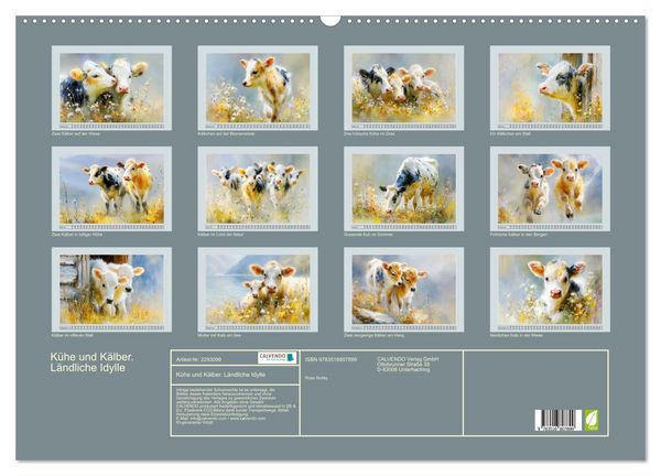 Produktbild: K&uuml;he und K&auml;lber. L&auml;ndliche Idylle (Wandkalender 2027 DIN A2 quer), CALVENDO Monatskalender