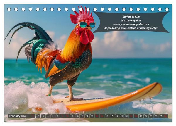 Produktbild: A year of fun with surfing animals (Desk Calendar 2026 DIN A5 landscape), CALVENDO 12 Month DeskCalendar