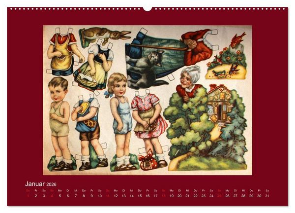 Produktbild: Alte europ&auml;ische Ankleidepuppen aus Papier (Wandkalender 2026 DIN A2 quer), CALVENDO Monatskalender