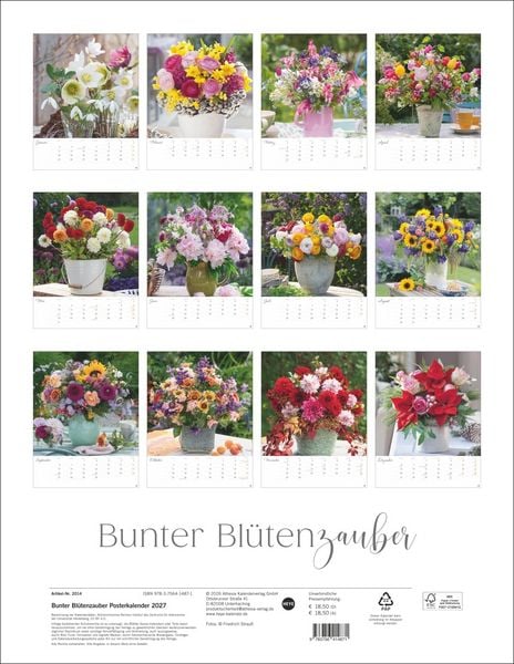 Produktbild: Bunter Bl&uuml;tenzauber Posterkalender 2027