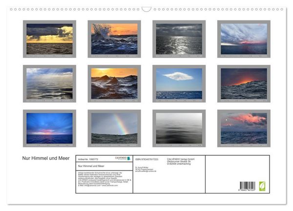 Produktbild: Nur Himmel und Meer (Wandkalender 2026 DIN A2 quer), CALVENDO Monatskalender
