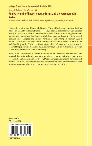 Produktbild: Analytic Number Theory, Modular Forms and q-Hypergeometric Series