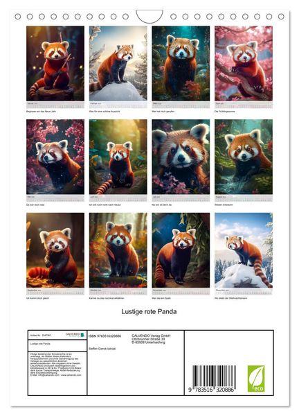 Produktbild: Lustige rote Panda (Wandkalender 2026 DIN A4 hoch), CALVENDO Monatskalender