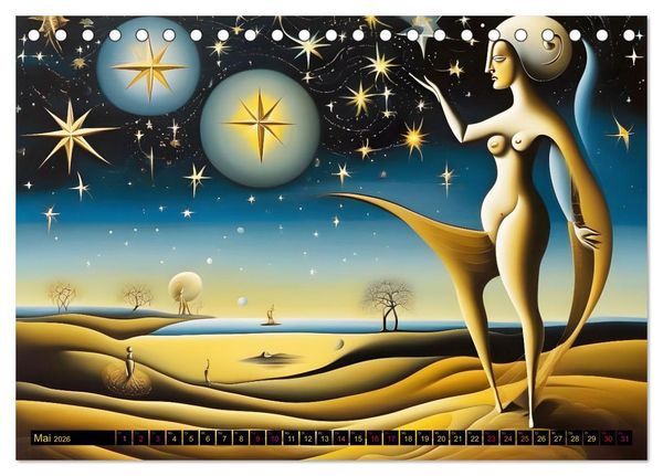Produktbild: Erde, Sonne, Mond und Sterne Surrealistische Kunstwerke (Tischkalender 2026 DIN A5 quer), CALVENDO Monatskalender