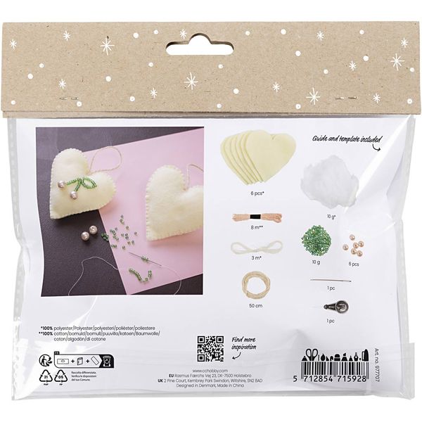 Produktbild: Creativ Company Mini Kreativ Set N&auml;hen, Herzen, Creme