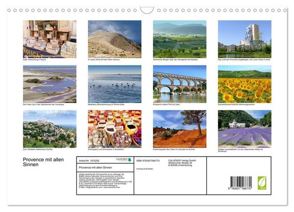 Produktbild: Provence mit allen Sinnen (Wandkalender 2026 DIN A3 quer), CALVENDO Monatskalender