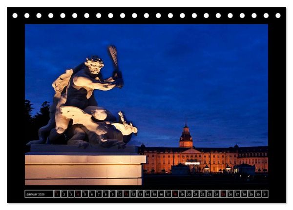 Produktbild: Karlsruhe Tag und Nacht (Tischkalender 2026 DIN A5 quer), CALVENDO Monatskalender