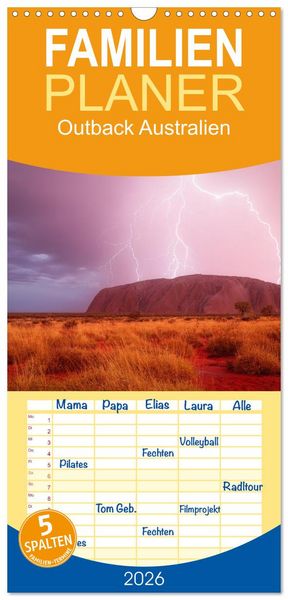 Produktbild: Familienplaner 2026 - Outback Australien mit 5 Spalten (Wandkalender, 21 x 45 cm) CALVENDO