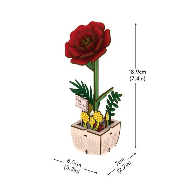 Produktbild: FiguredArt AL103 - Kamelie, 3D Puzzle, Holz, 83 Teile, H&ouml;he: 18,9 cm