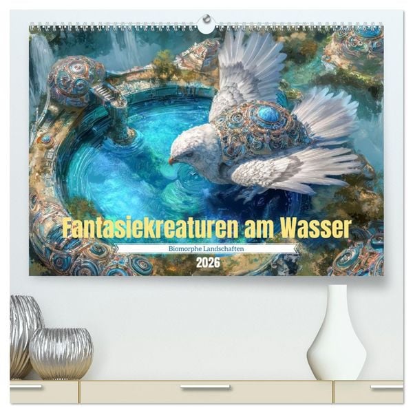 Fantasiekreaturen am Wasser - Biomorphe Landschaften (hochwertiger Premium Wandkalender 2026 DIN A2 quer), Kunstdruck in Hochglanz