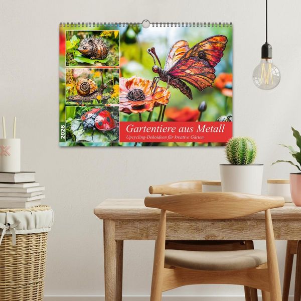 Produktbild: Gartentiere aus Metall - Upcycling-Dekoideen f&uuml;r kreative G&auml;rten (Wandkalender 2026 DIN A3 quer), CALVENDO Monatskalender