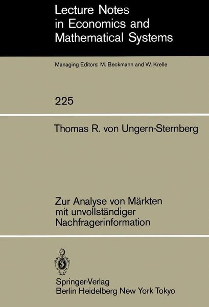 Produktbild: Zur Analyse von M&auml;rkten mit unvollst&auml;ndiger Nachfragerinformation