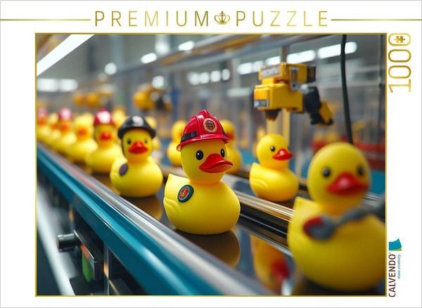 CALVENDO Puzzle Berufs-Badeenten auf der Produktionslinie - Quietscheenten im Berufs-Outfit | 1000 Teile Lege-Größe 64x48cm Foto-Puzzle für glückliche