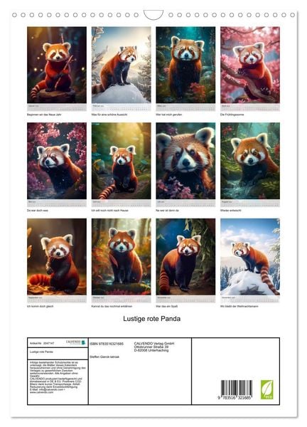 Produktbild: Lustige rote Panda (Wandkalender 2026 DIN A3 hoch), CALVENDO Monatskalender