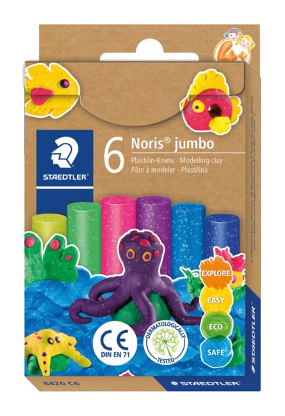 Produktbild: STAEDTLER Noris jumbo 842 Plastilin-Knete Set, metalic, 6 Knetstangen &agrave; 16,6 g, 842M C6
