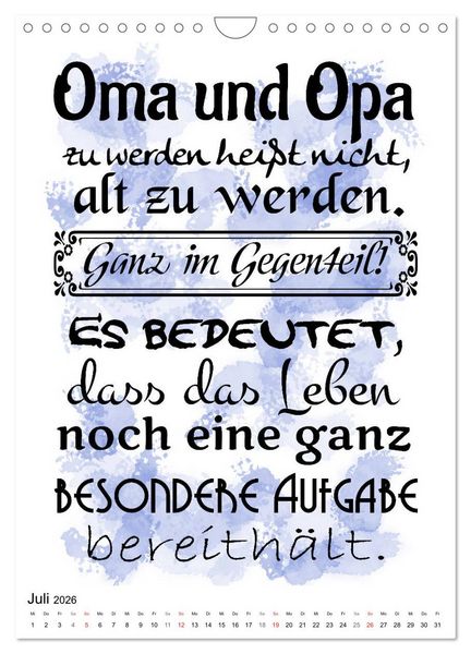 Produktbild: Oma und Opa, die Helden unserer Kindheit (Wandkalender 2026 DIN A4 hoch), CALVENDO Monatskalender