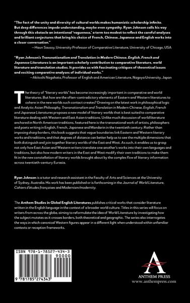 Produktbild: Transnationalism and Translation in Modern Chinese, English, French and Japanese Literatures