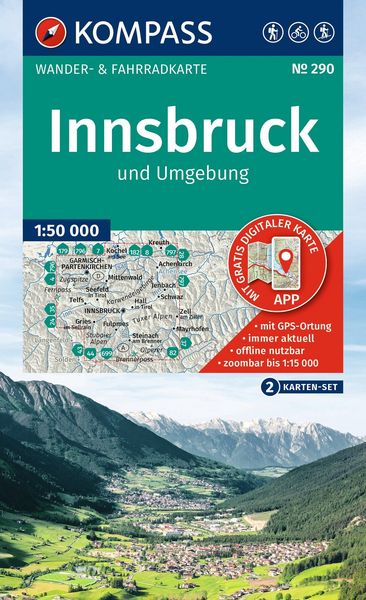 Produktbild: KOMPASS Wanderkarten-Set 290 Innsbruck und Umgebung (2 Karten) 1:50.000