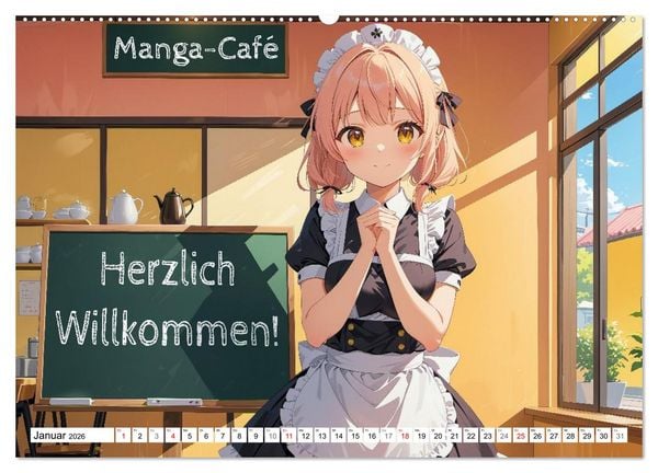 Produktbild: Manga Caf&eacute; Tr&auml;ume - Kawaii Anime-Kalender voller s&uuml;&szlig;er Momente (hochwertiger Premium Wandkalender 2026 DIN A2 quer), Kunstdruck in Hochglanz