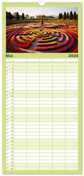 Produktbild: Familienplaner 2026 - Irrg&auml;rten und Labyrinthe mit 5 Spalten (Wandkalender, 21 x 45 cm) CALVENDO
