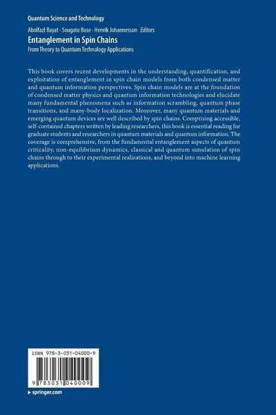 Produktbild: Entanglement in Spin Chains