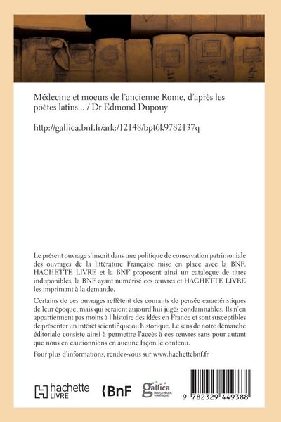 Produktbild: M&eacute;decine et moeurs de l'ancienne Rome, d'apr&egrave;s les po&egrave;tes latins