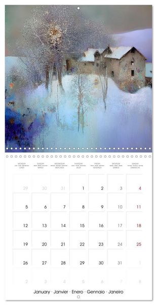 Produktbild: L'ann&eacute;e en bleu-violet (Calendrier mural carr&eacute; 2026 30x30 cm) Calendrier double avec une page pour vos prises de notes