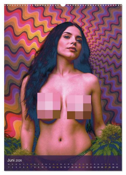 Produktbild: Psychodelic -Sexy Girls & Cannabis (Wandkalender 2026 DIN A2 hoch), CALVENDO Monatskalender