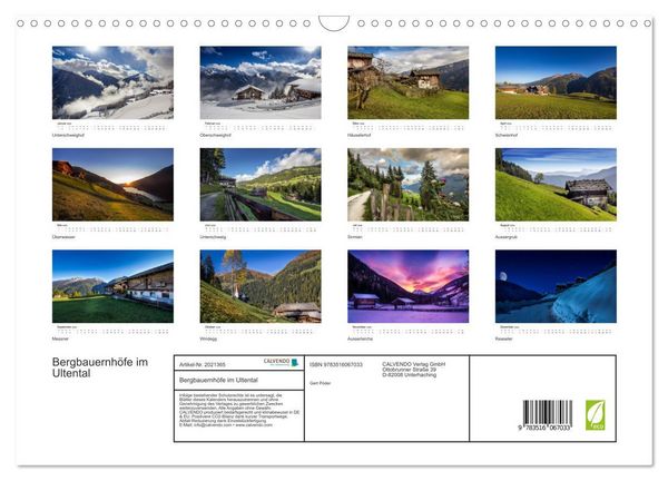 Produktbild: Bergbauernh&ouml;fe im Ultental (Wandkalender 2026 DIN A3 quer), CALVENDO Monatskalender