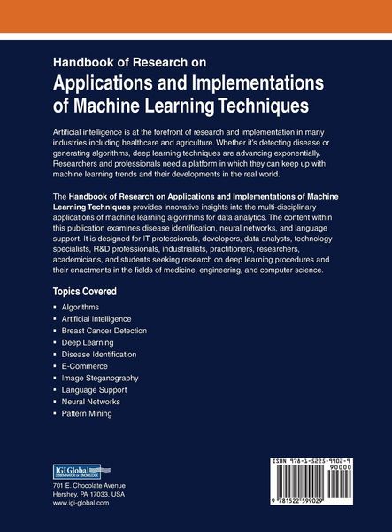 Produktbild: Handbook of Research on Applications and Implementations of Machine Learning Techniques