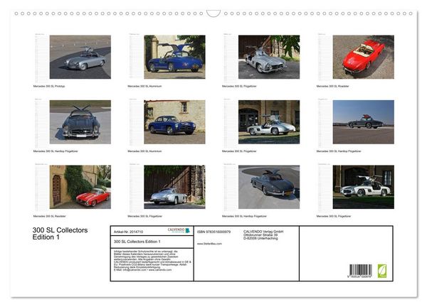 Produktbild: 300 SL Collectors Edition 1 (Wandkalender 2026 DIN A2 quer), CALVENDO Monatskalender