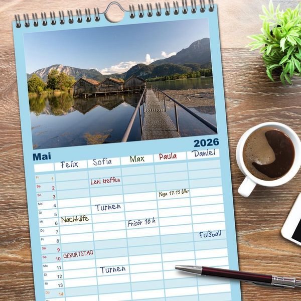 Produktbild: Familienplaner 2026 - Seen in &Ouml;sterreich mit 5 Spalten (Wandkalender, 21 x 45 cm) CALVENDO