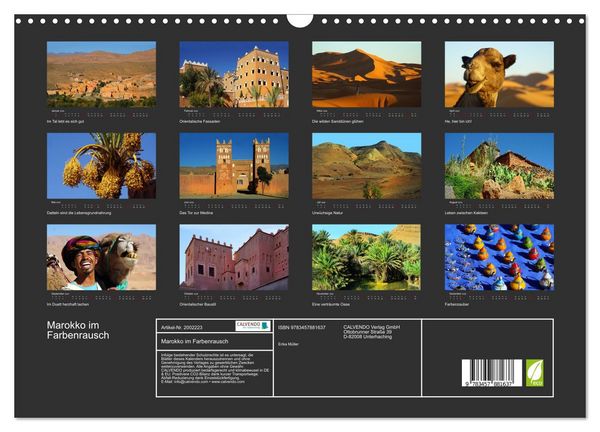 Produktbild: Marokko im Farbenrausch (Wandkalender 2026 DIN A3 quer), CALVENDO Monatskalender