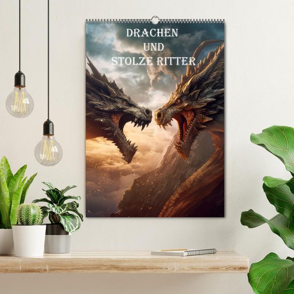 Produktbild: Drachen und stolze Ritter (Wandkalender 2026 DIN A2 hoch), CALVENDO Monatskalender