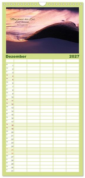 Produktbild: Familienplaner 2027 - Ruhe und Gelassenheit 2027 mit 5 Spalten (Wandkalender, 21 x 45 cm) CALVENDO