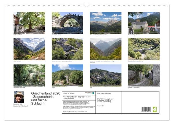 Produktbild: Griechenland 2026 - Zagorochoria und Vikos-Schlucht (Wandkalender 2026 DIN A2 quer), CALVENDO Monatskalender