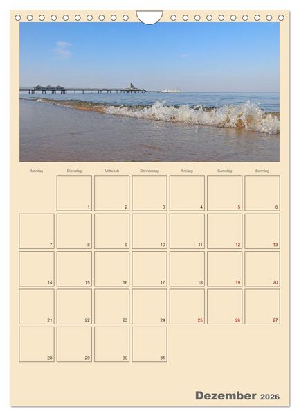 Produktbild: Usedom Ostsee - Terminplaner (Wandkalender 2026 DIN A4 hoch), CALVENDO Monatskalender