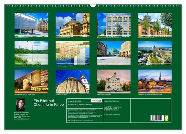 Produktbild: Ein Blick auf Chemnitz in Farbe (Wandkalender 2027 DIN A2 quer), CALVENDO Monatskalender