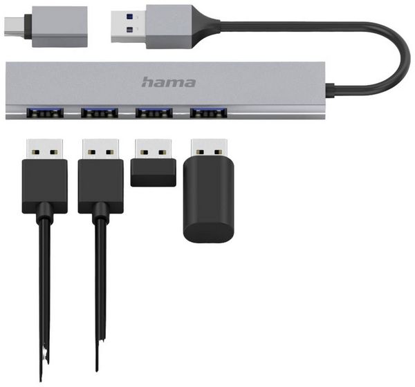 Produktbild: HAMA USB-Hub 3.2, 4 Ports, grau
