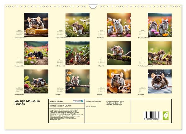 Produktbild: Goldige M&auml;use im Gr&uuml;nen (Wandkalender 2026 DIN A3 quer), CALVENDO Monatskalender