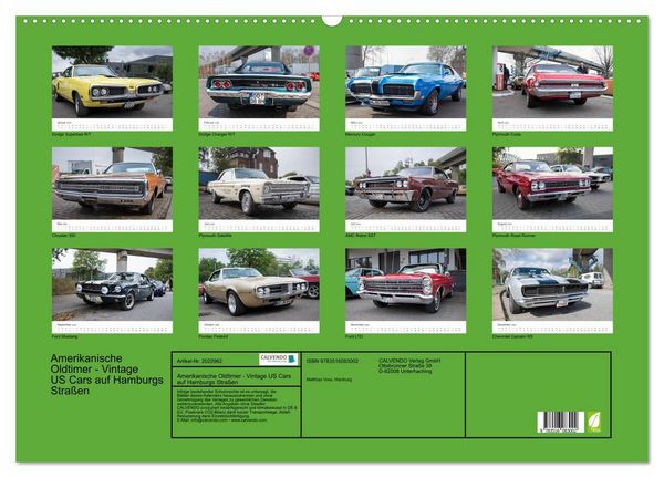 Produktbild: Amerikanische Oldtimer - Vintage US Cars auf Hamburgs Stra&szlig;en (Wandkalender 2026 DIN A2 quer), CALVENDO Monatskalender