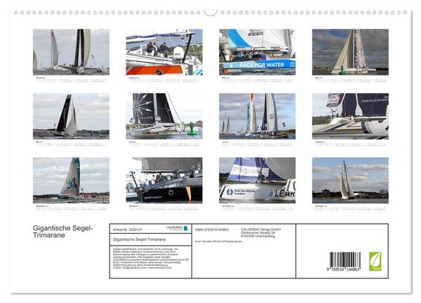 Produktbild: Gigantische Segel-Trimarane (hochwertiger Premium Wandkalender 2026 DIN A2 quer), Kunstdruck in Hochglanz